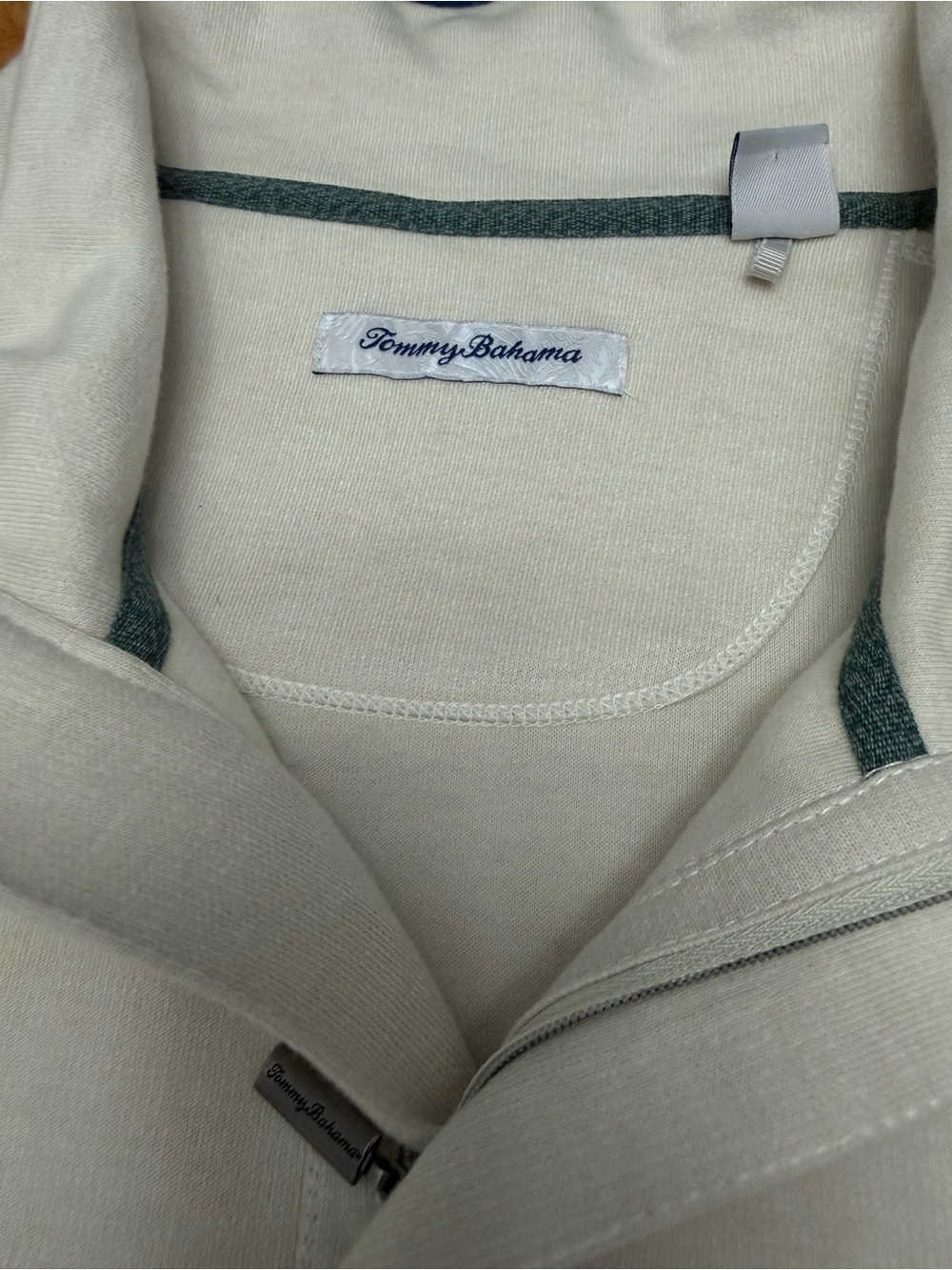 Tommy Bahama Men’s XL Cream 1/4 Zip Pullover Sweatshirt Coastal Marlin - Picture 5 of 12